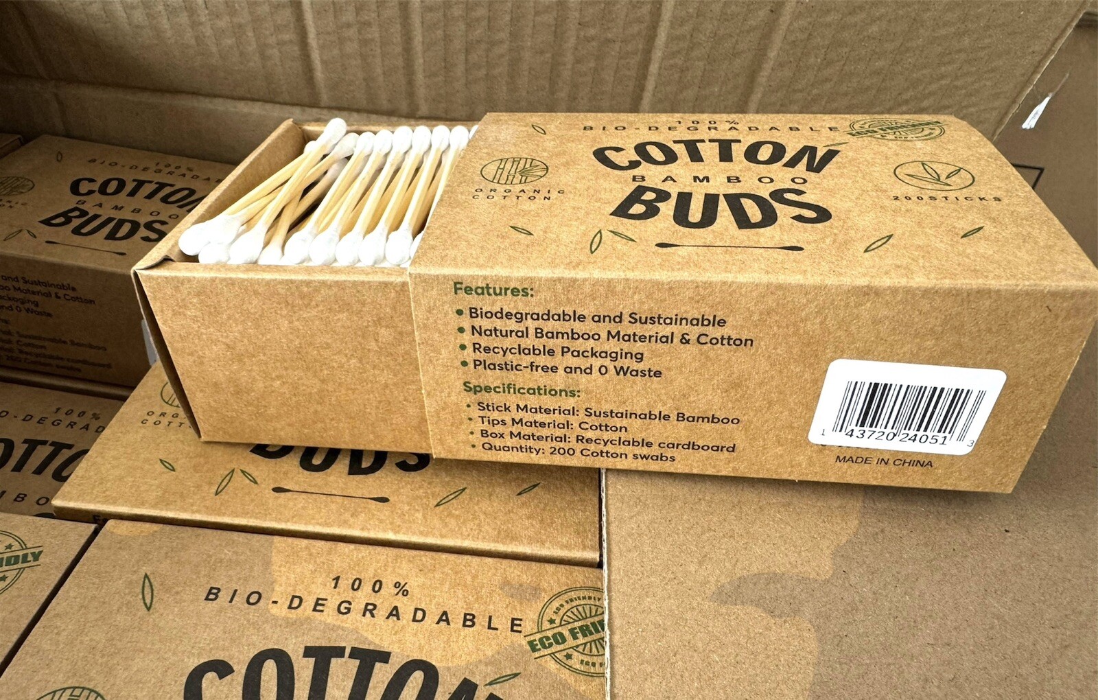 Bamboo Qtips Cotton Buds with Wooden Sticks QTips for Ears Swabs 2 Box 400 Count