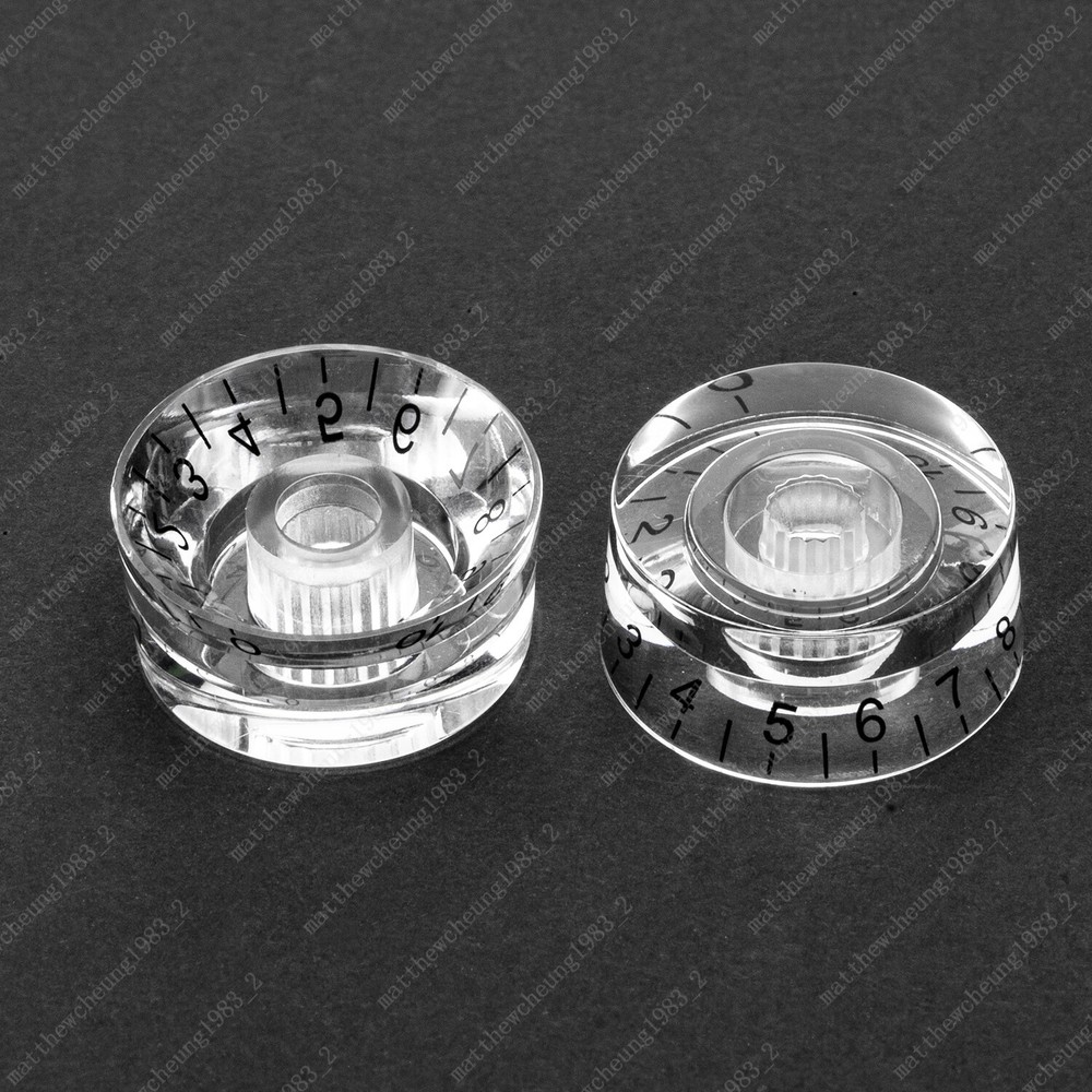 4 Pcs Clear w/Black Letter Guitar Control Knobs Speed Knobs Fits Les Paul SG