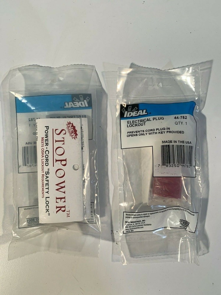 TWO (2) NEW IDEAL StoPower Electrical Plug Lockout - Keyed Differently