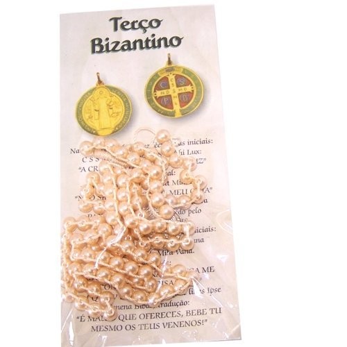 St. Benedict Byzantine Rosary (41cm or 16.1") - made with Synthetic pearl bea...