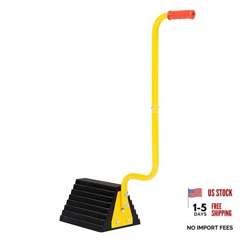 Industrial Extra Large Wheel Chock with Handle - Heavy With Handle - 1 Pack