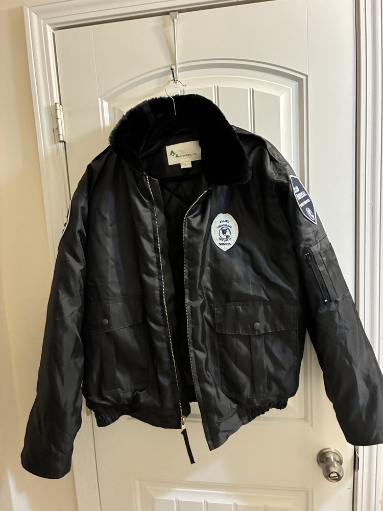ALLIED UNIVERSAL Security Services Jacket Coat Lined L Black Pockets
