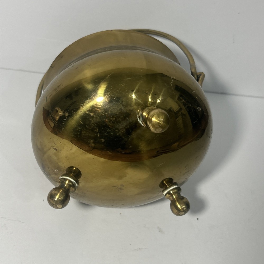 Vintage Solid Brass Smudge Pot Fire Lighter w/ Long Rod & Bail Handle