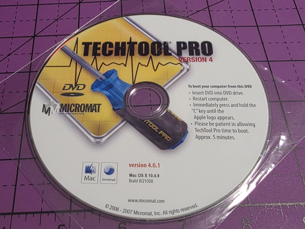 TechTool Pro Version 4 Software CD-ROM with Manual Micromat Apple Macintosh