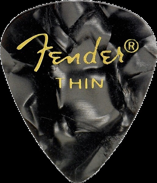 NEW Fender 351 Premium Celluloid Picks (12), Thin, BLACK MOTO, #198-0351-743