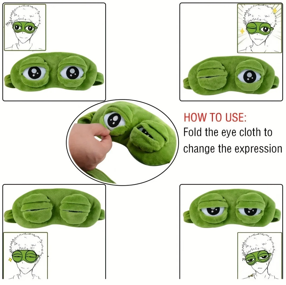 1 pc 3D Sad Frog Sleep Mask Soft Eye Shade Blindfold for Travel Men Women NEW