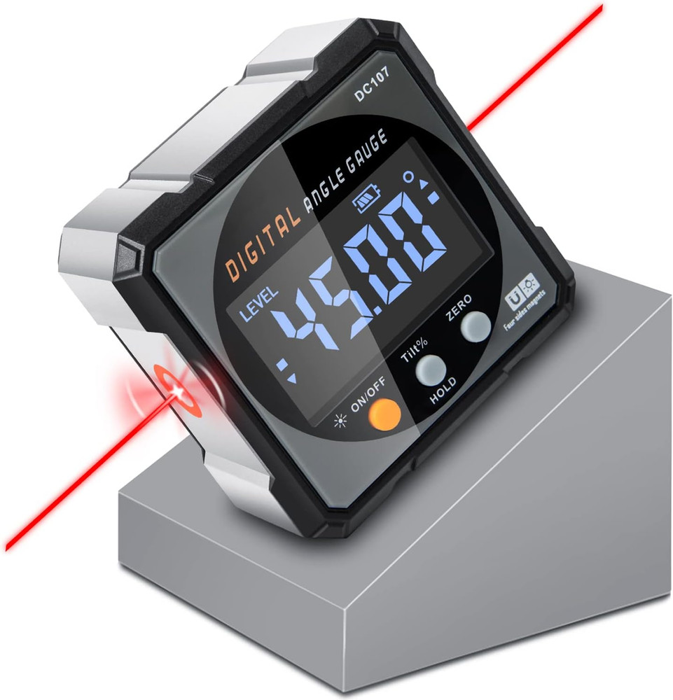 Digital Angle Finder with Electronic Laser - 4-Side Strong Magnetic Angle Gauge,