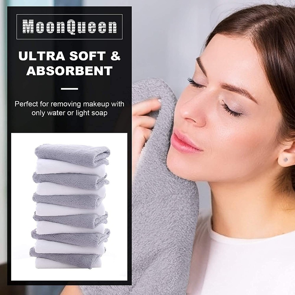 MOONQUEEN 30-Pack Microfiber Face Towel - Premium Soft Makeup Remover Cloths