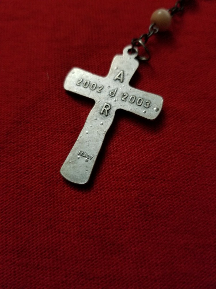 CATHOLIC ROSARY prayer beads Crucifix SILVER PLATED From ITALY