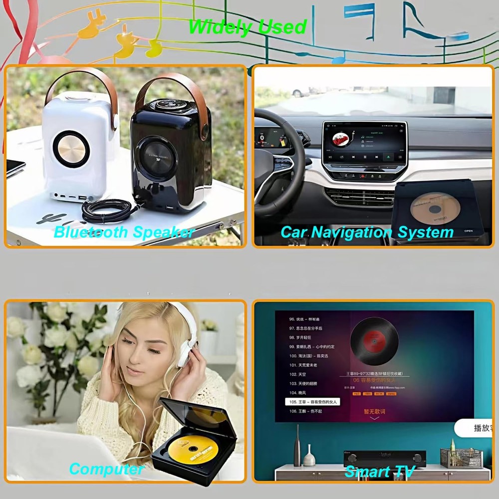 [Upgraded Version for More Cars] External Universal CD Player Black