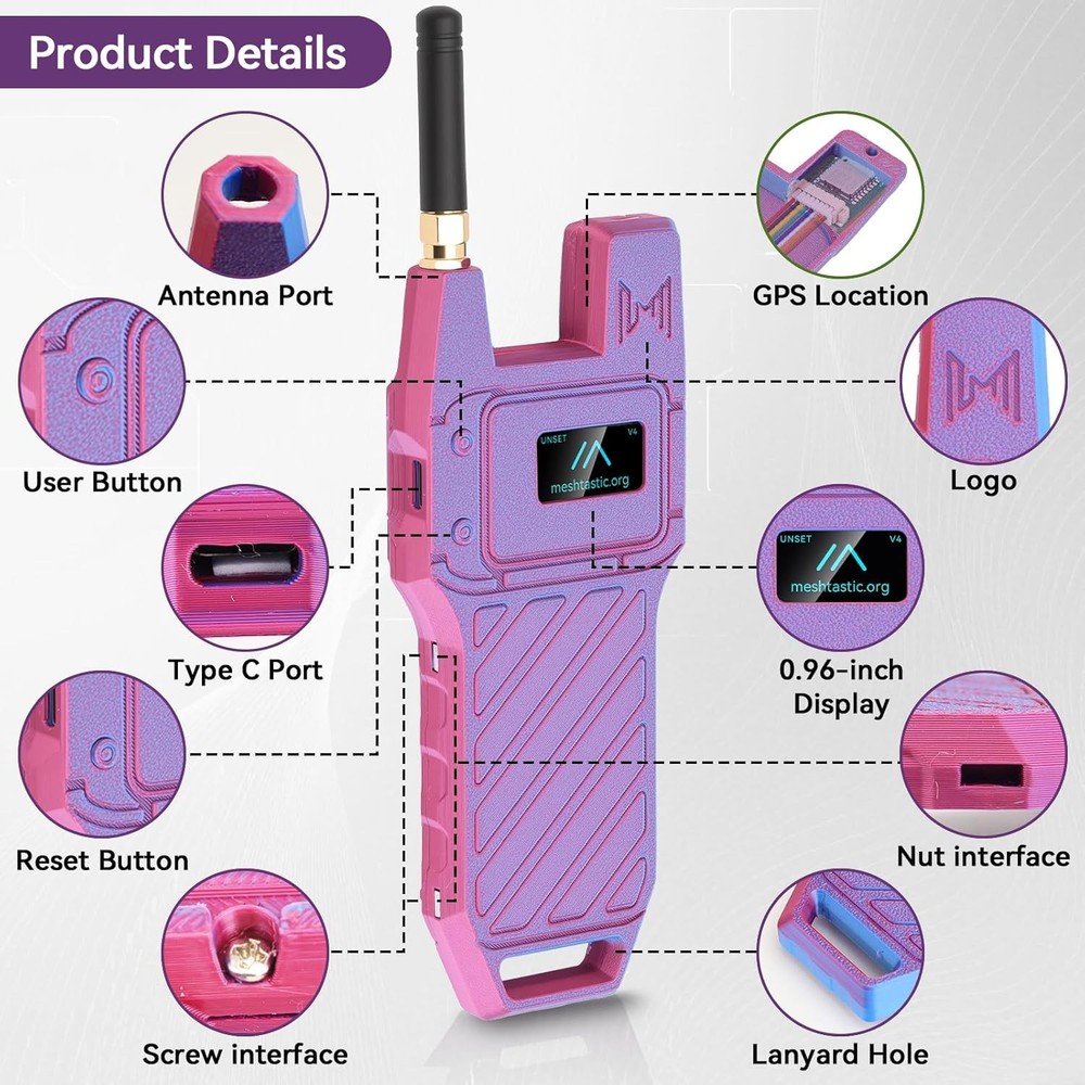 ESP32 LoRa V4 OLED Dev Board+ 915MHz Antenna + GPS Module + Case for Meshtastic