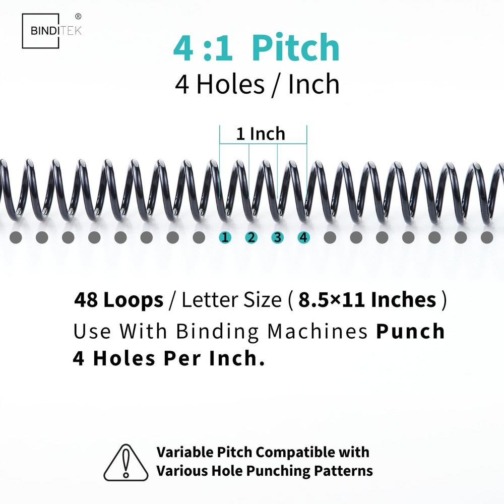 Binditek 200 Pack Plastic Spiral Binding Coils,8 Different Sizes 1/4",5/16",3...