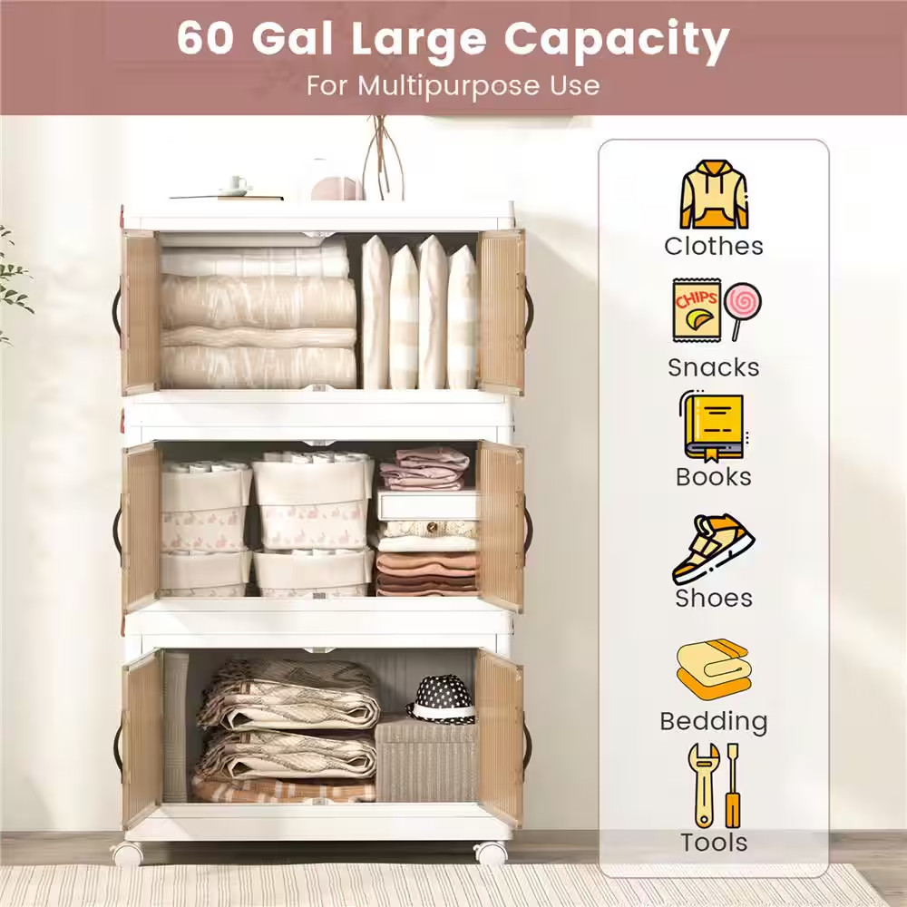 White 43.5 In. H Storage Cabinet with 2 of Shelves