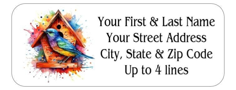150  Birdhouse Prismatic Bird Return Address Labels Personalized Printed