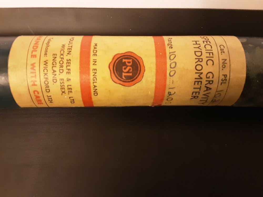 VINTAGE Poulten Selfe & Lee Ltd SPECIFIC GRAFITY HYDOMETER.