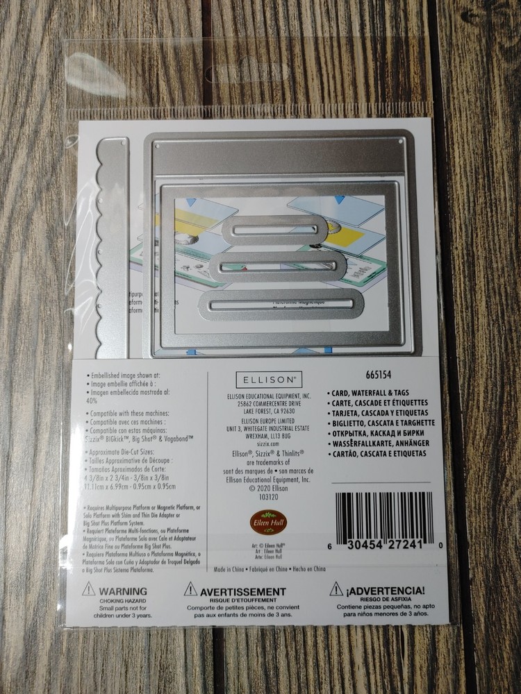 Sizzix Thinlits Card Waterfall & Tags 11pk #665154 Eileen Hull