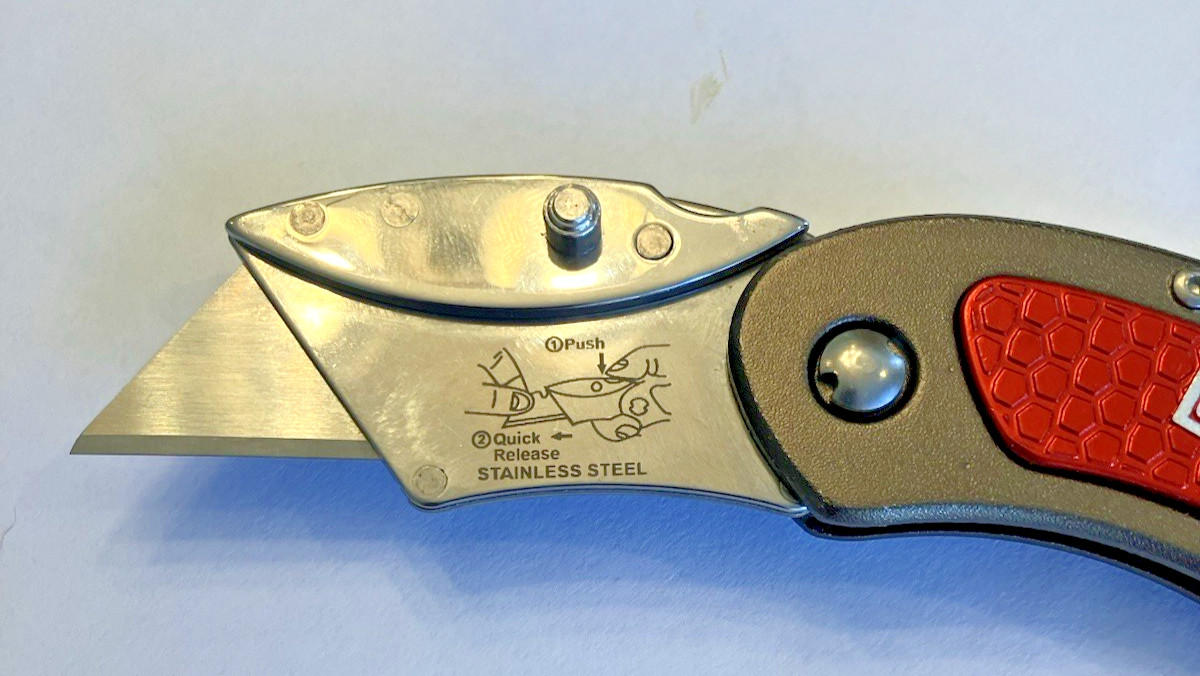 SEARS CRAFTSMAN #38000 NOS Folding Lockback Utility Knife w/Belt Clip *RED*