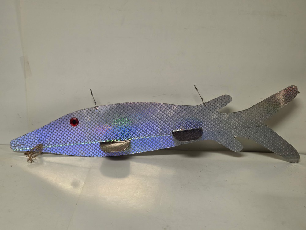 24" Silver Plexiglass Sturgeon Fish Spearing Decoy