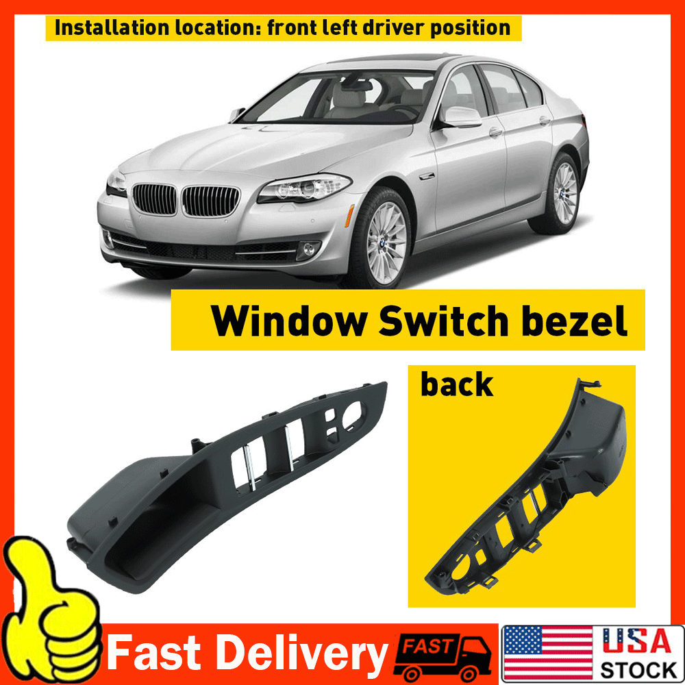 For BMW 520i 528i Black Driver Door Left Pull Handle Window Switch Cover Trim