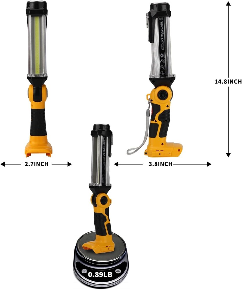 Cordless Led Work Light for Dewalt 20V Battery Portable Flood Light Flashlight