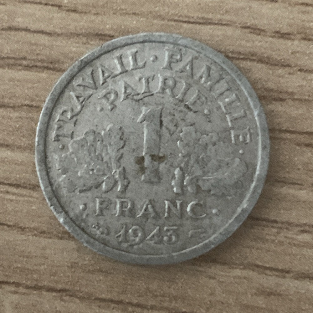 1 Franc French 1943 Old