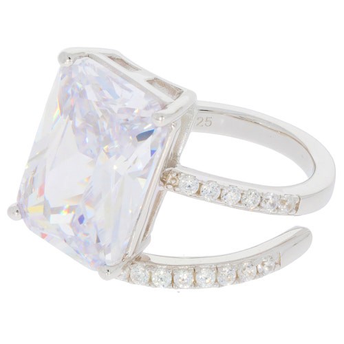 Sterling Silver Semi Mount Ring Setting Emerald OCT 15X10mm Bypass