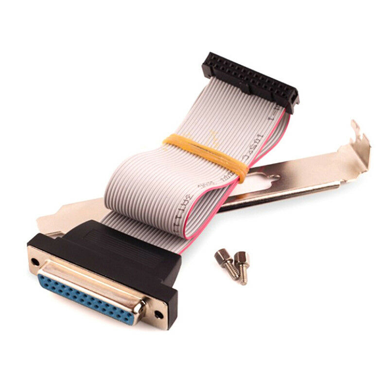 DB25F to IDC26 Parallel Port 12 Inch Ribbon Cable on Bracket