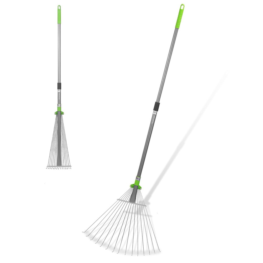 WORKPRO Heavy Duty Leaf Rake Telescopic 32"-63" Adjustable Metal Gardening Rakes