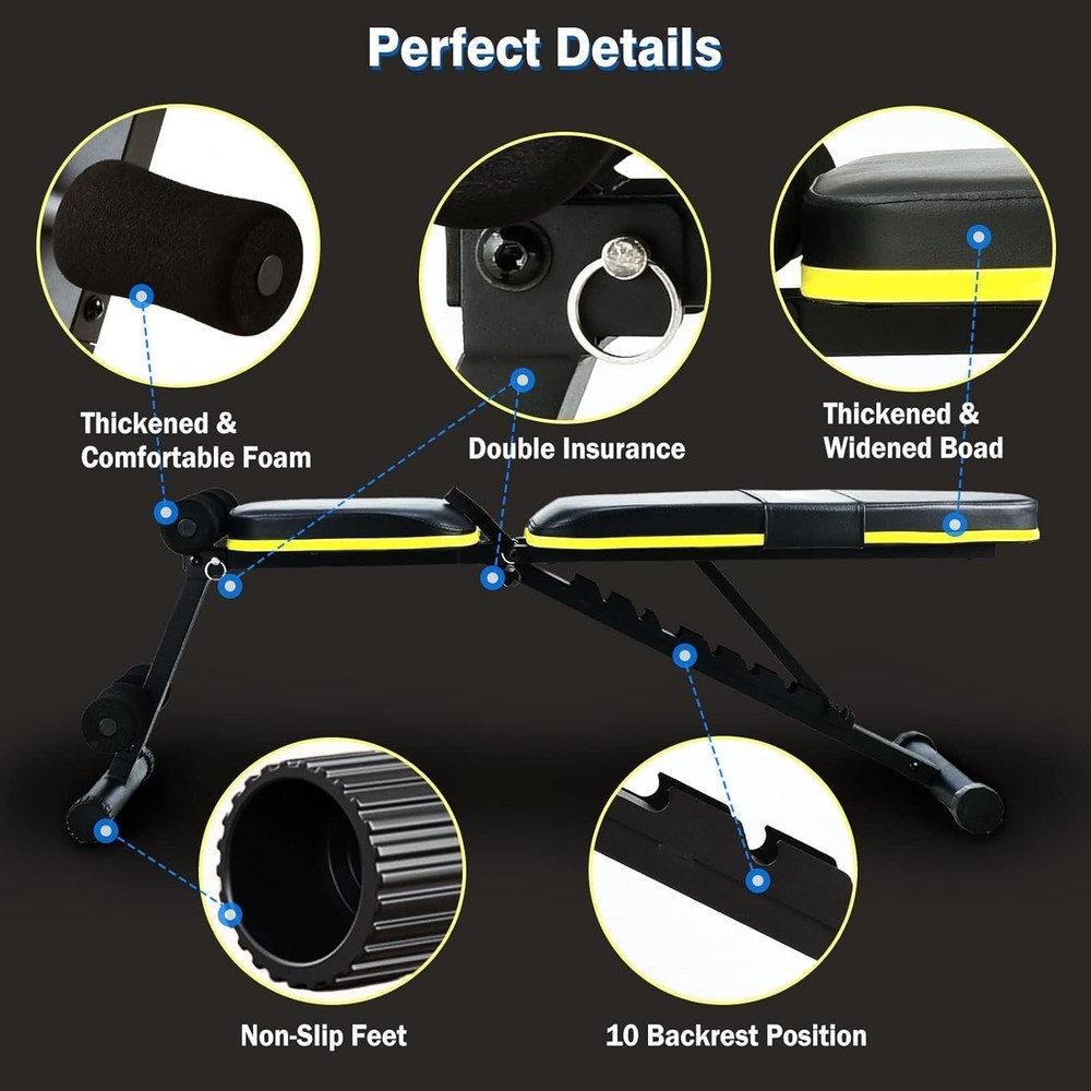 Adjustable Weight Bench Foldable Workout Bench for Home Gym Strength Training