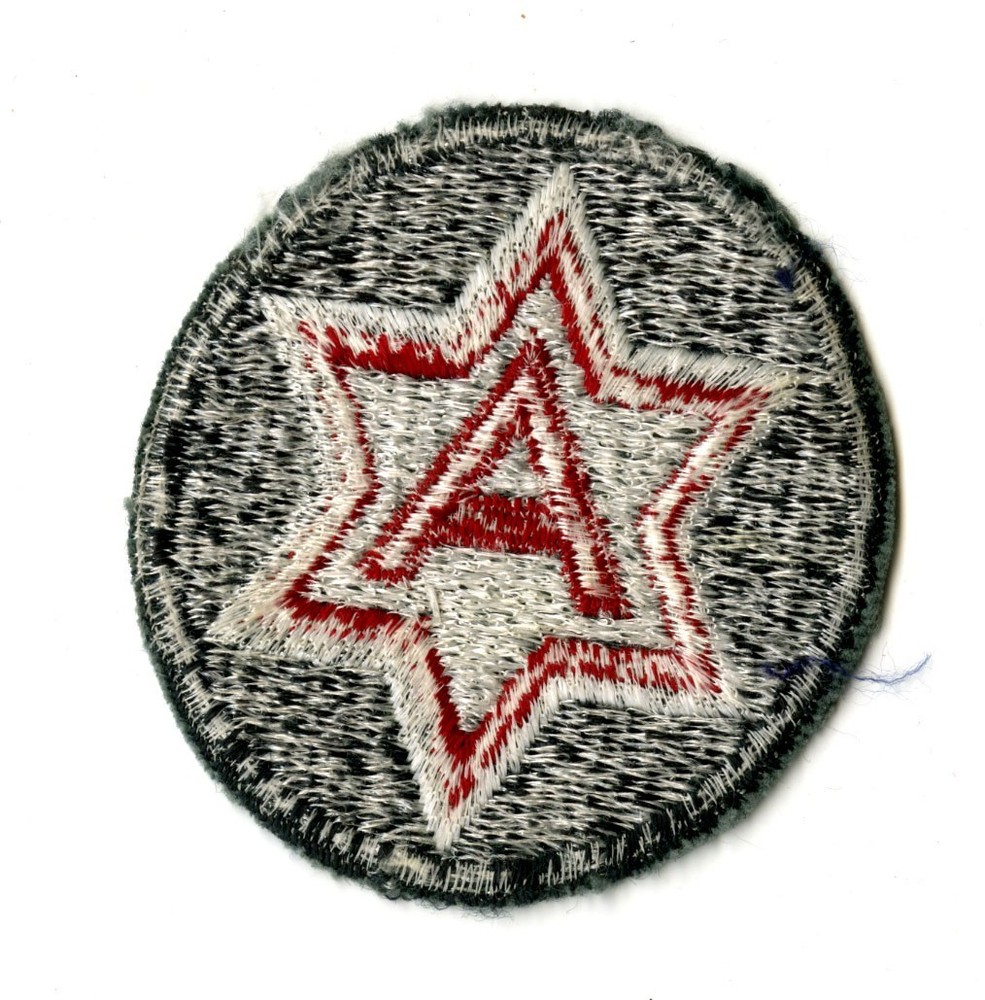 Sixth Army 2nd Design White Back Patch Forest Green Cut Edge Vintage