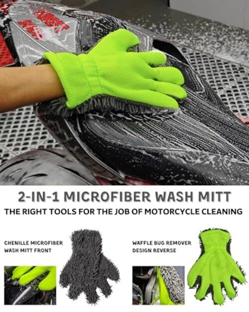8 Pack Motorcycle Cleaning Kit - Professional Safe for Chrome/Engine/Tires,