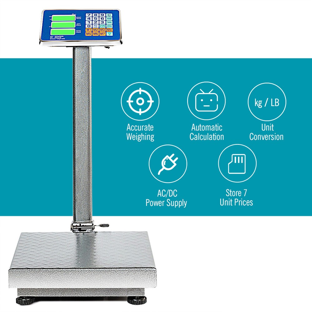 660 lbs Digital Platform Scale Electronic Postal w/ High-Definition LCD Display
