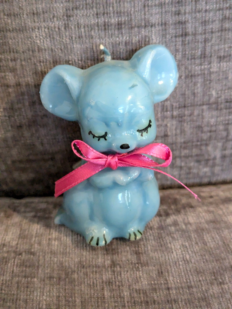 Vintage Blue Wax Mouse Candle