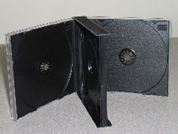 50 22MM MULTI-3 THREE TRIPLE CD CASES W/ BLACK TRAY- 3CD