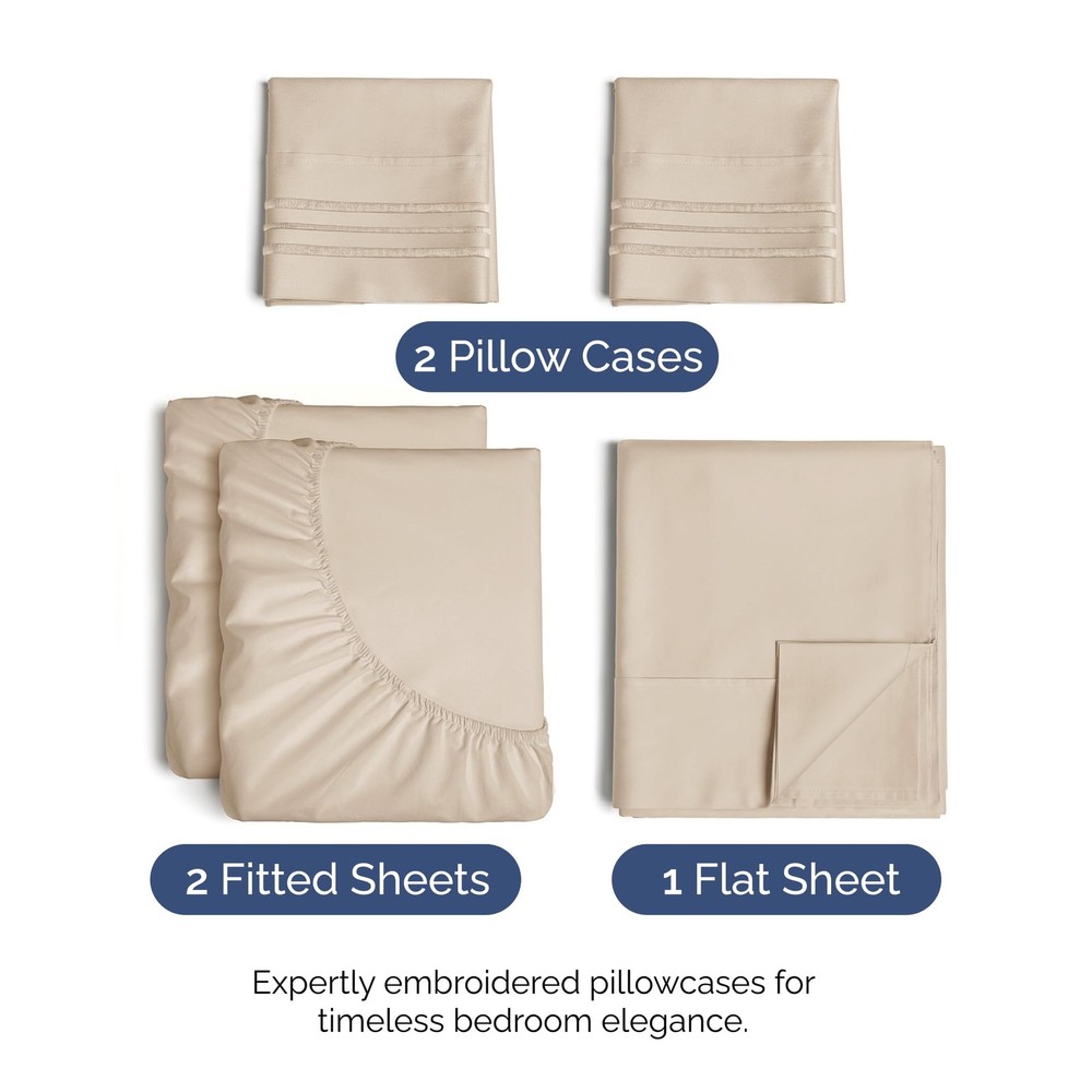 Split King Size 5 Piece Sheet Set - Comfy Breathable Cooling Bed Sheets Set ...