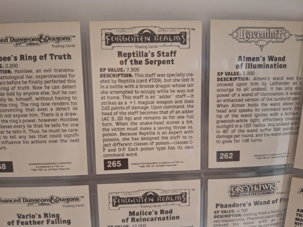 18 Dungeons And Dragons Cards. 1992