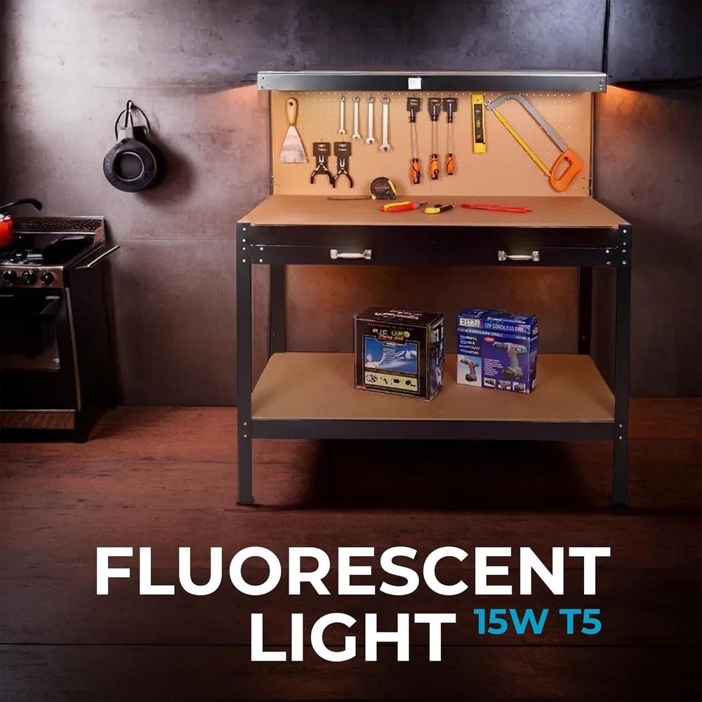 48" Workbench with Power Outlets & Light, 500LBS Capacity, Heavy-Duty Table