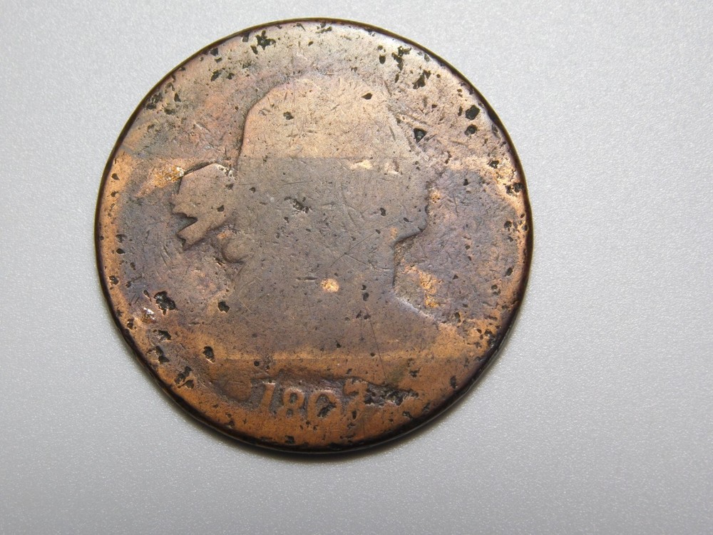 OLD US COPPER COINS 1807 DRAPED BUST LARGE CENT