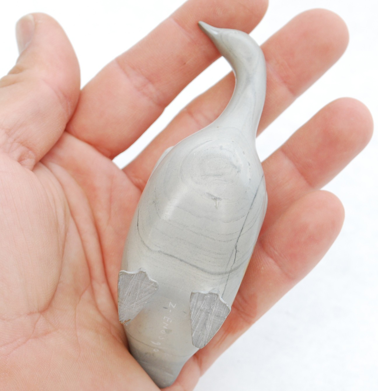 Z Enoogo Signed Hand Carved Inuit Soapstone Ptarmigan Sculpture Inuit Duck Bird