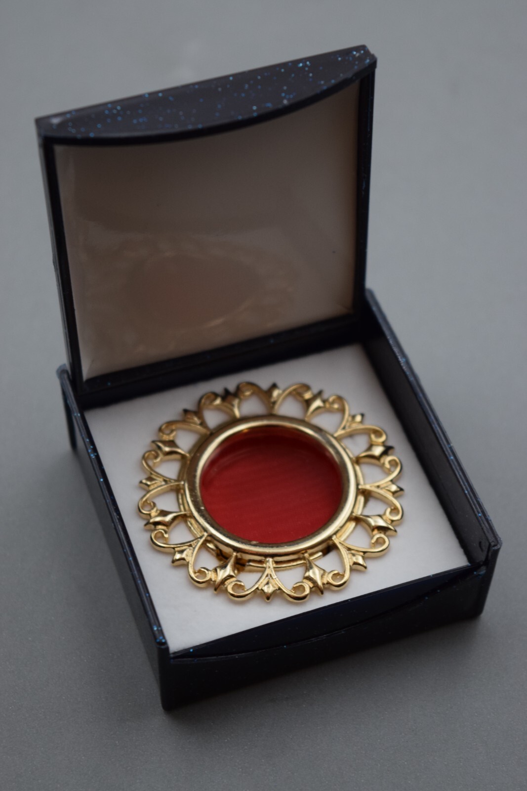 Large Relic Theca, Gold Plated Reliquary - Saint Relic Theca with Case (F)