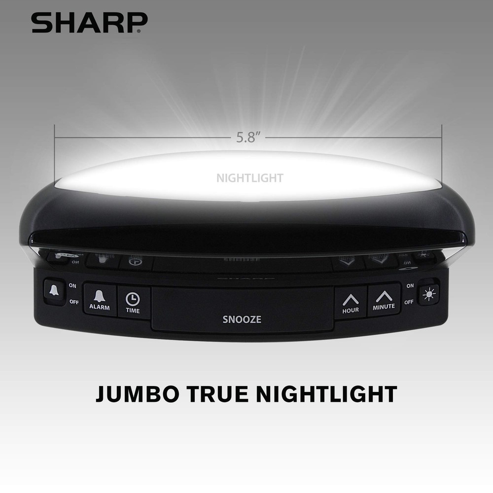 SHARP LED Digital Alarm Clock – Simple Operation - Easy to See Large Numbers, Bu