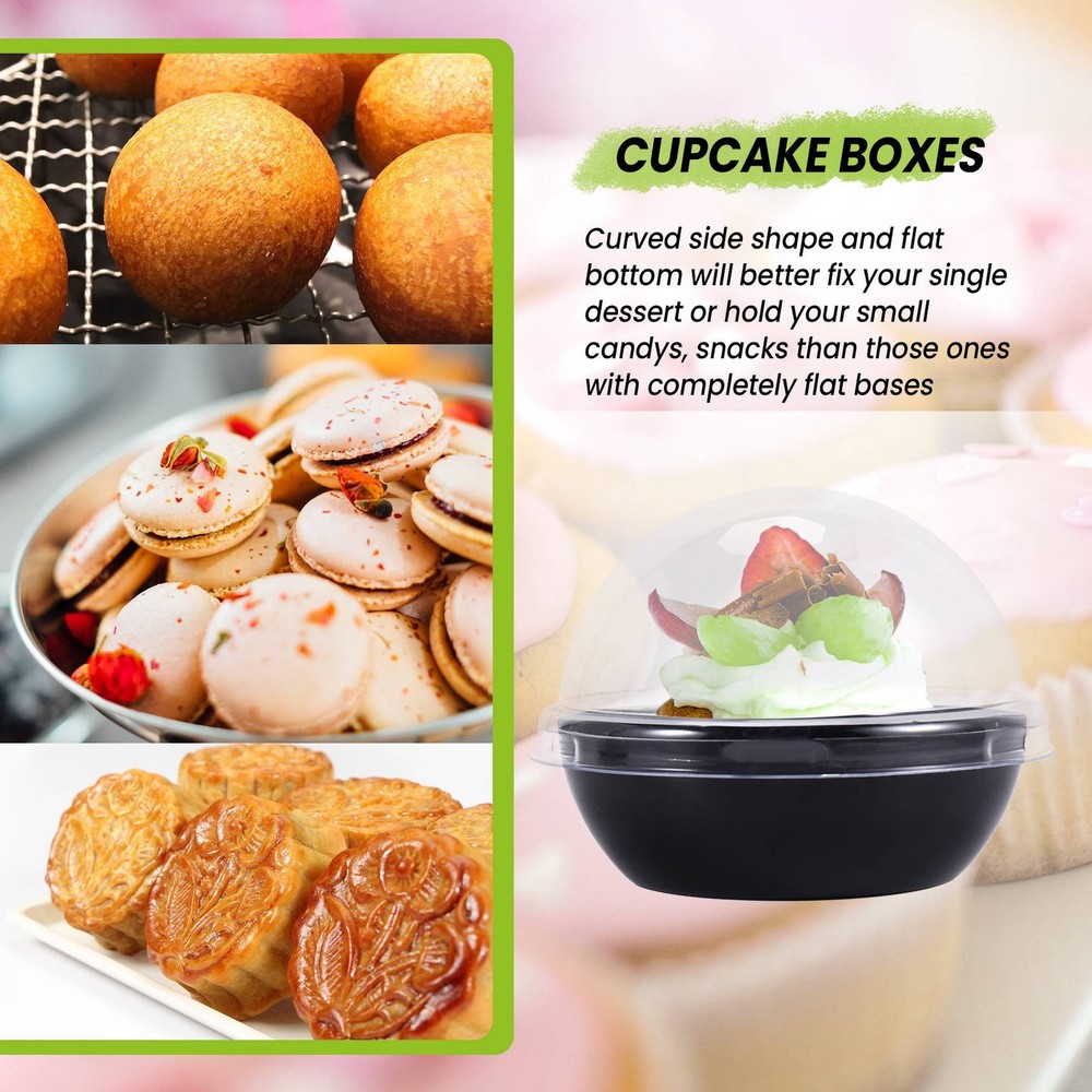50 Pack Clear Plastic Cupcake Container, Individual Packaging Treat Boxes4250