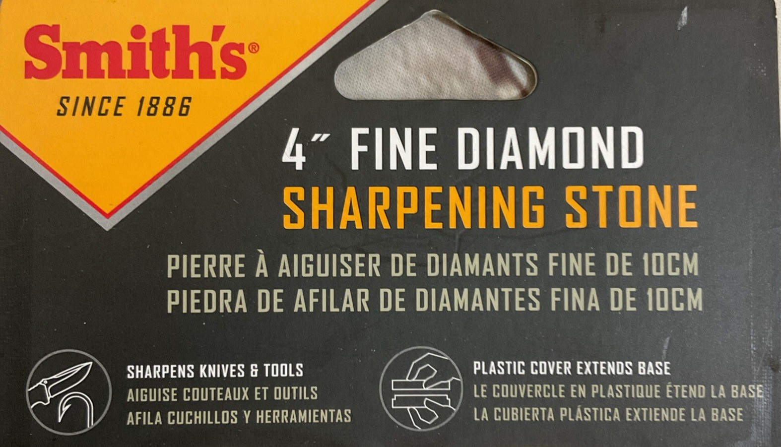 Smith's 50363 4" Fine Diamond Knife Tool Sharpening Stone 10cm