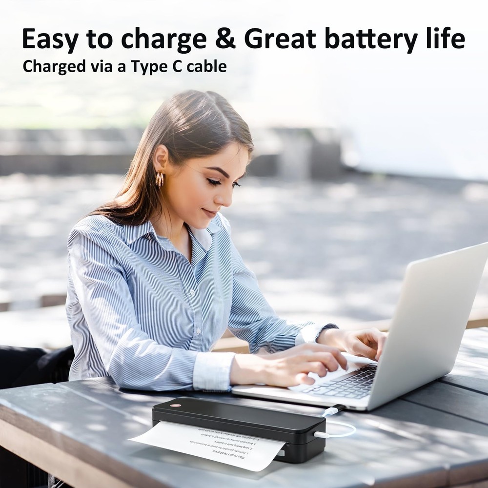Gloryang Inkless Portable Printer for Travel, Wireless Thermal Printer