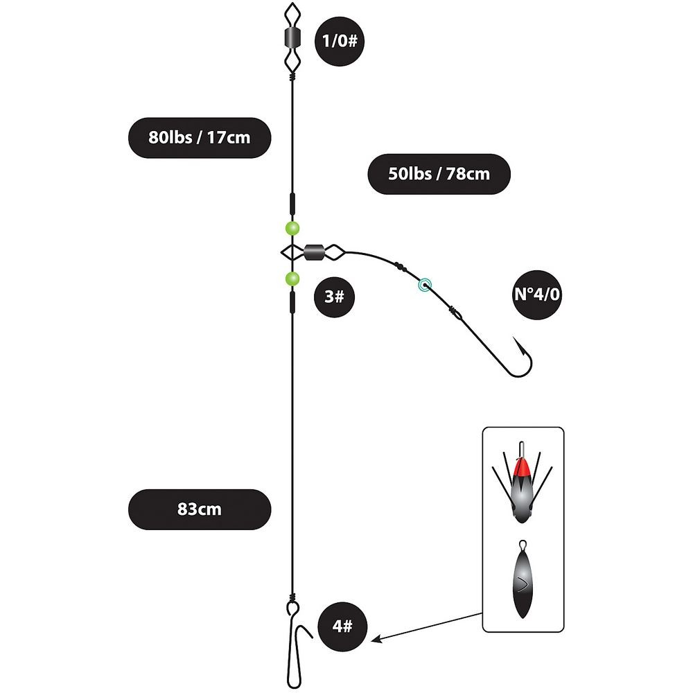 Greys Shore Clipped Roughground Rig 1 Hook Size 4/0