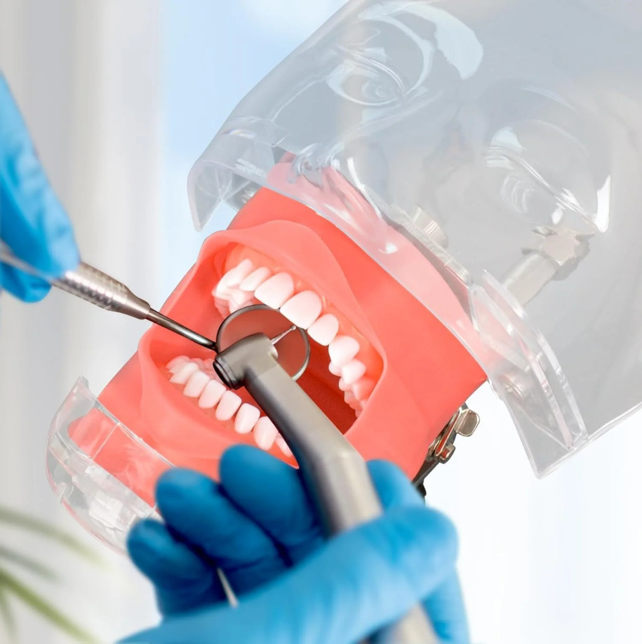 Dental Phantom Head w/ 32 Typodont Teeth Model Typodont Mount Fixed on Table