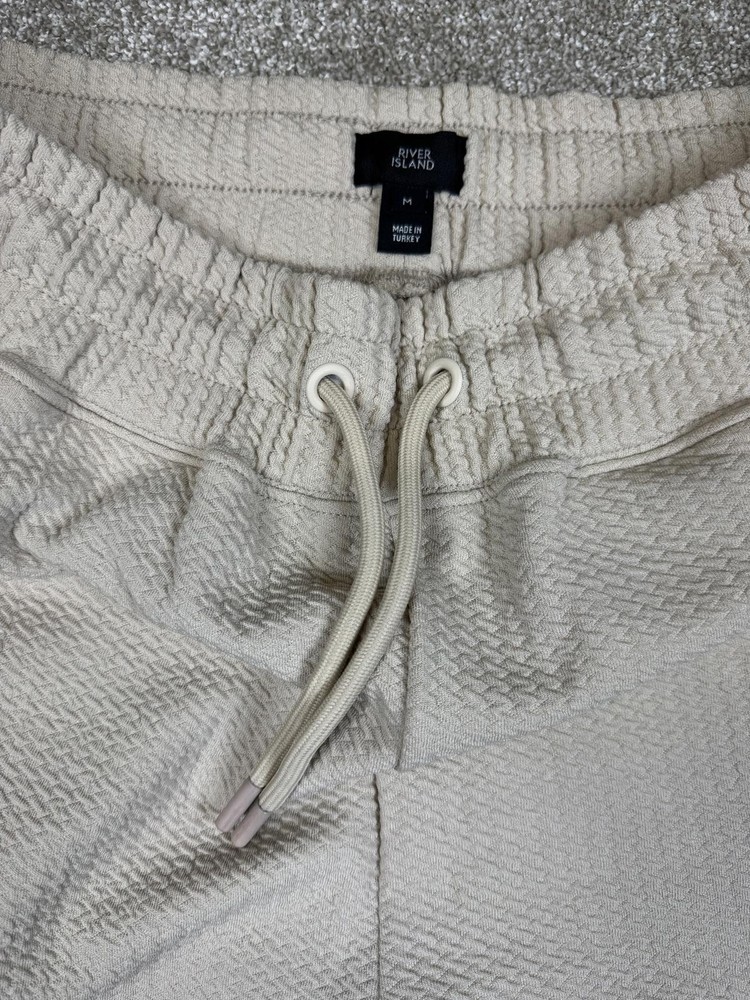 River Island Beige Textured Quilted Joggers Drawstring Size M