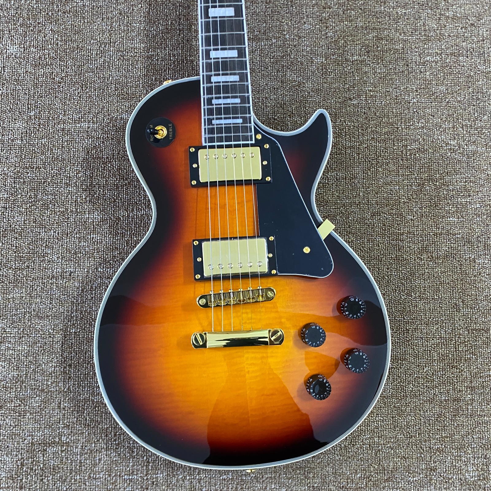 Ship from US LP Electric Guitar Mahogany Body Flame Maple Top only one