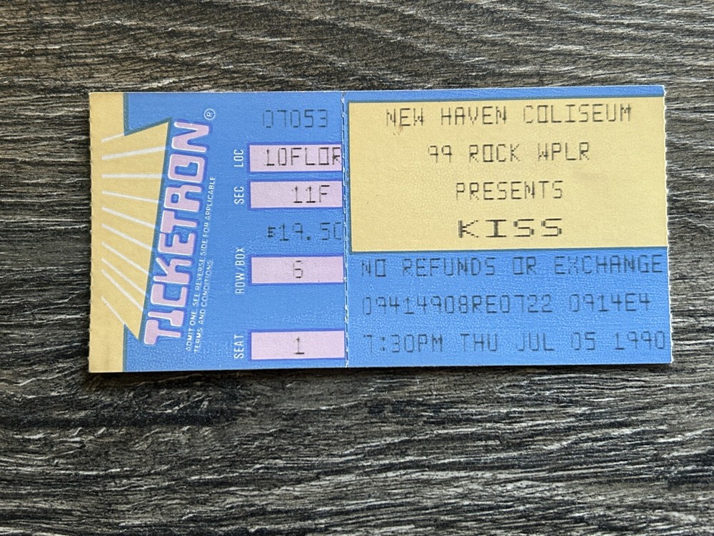 KISS TICKET STUB Connecticut 1990 Hot In The Shade Concert Tour Vintage Kiss
