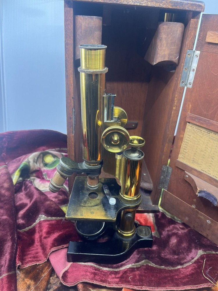 ANTIQUE BRASS BAUSCH & LOMB MICROSCOPE IN BOX